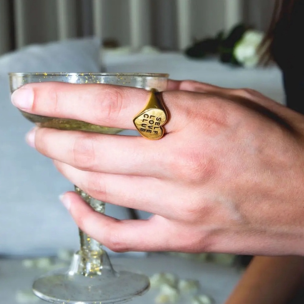 18K Gold Plated ‘Self Love Club’ Ring Size 8 - Picture 4 of 5